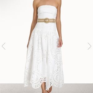 Zimmermann White Strapless Midi Dress